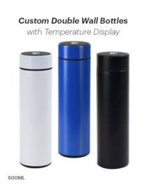 Custom Double Wall Stainless Steel Bottle with Temperature Display – 500ml – White, Blue, or Black