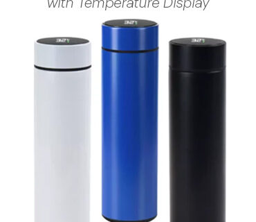 Custom Double Wall Stainless Steel Bottle with Temperature Display – 500ml – White, Blue, or Black