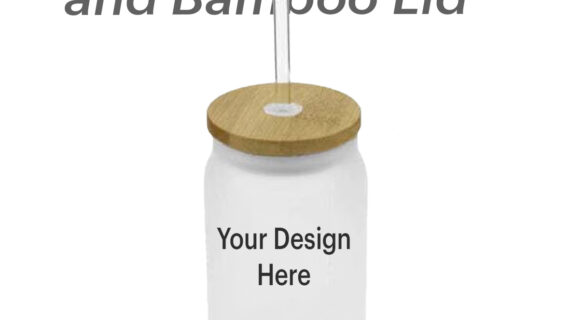 Glass Bottle with Straw and Bamboo Lid